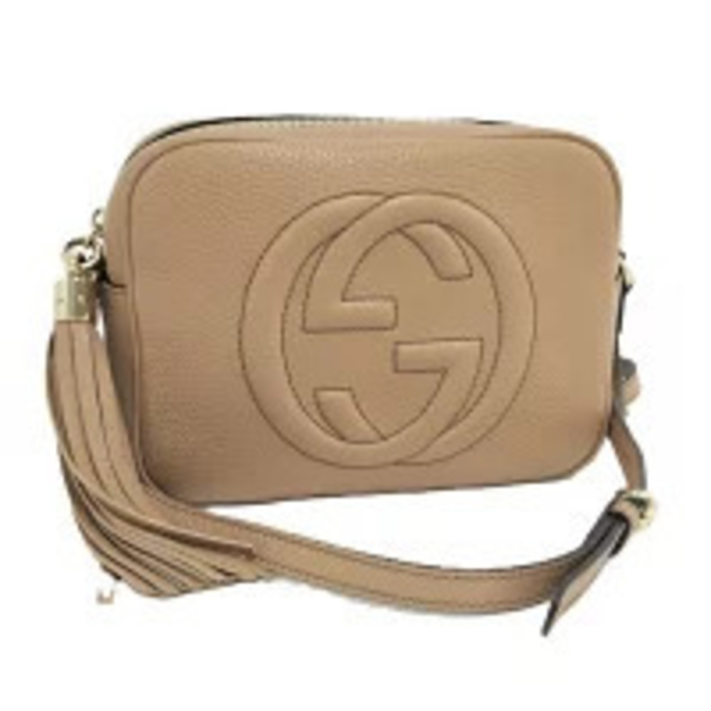 Gucci Soho Shoulder Bag Interlocking G Leather Beige Cream